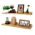 Adiy Beige Rectangular 18 inch Boho Wood Floating Solid Wall Shelf, XL (F3) pack of 2