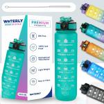 WOTERLY Time Marked Motivational Water Bottle, Tracker and Reminder Sports Bottle, 1 Lt Unbreakable Leakproof BPA Free For Gym Office Traveling (Mint Green)