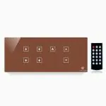 Artistic Device of letters C and L Touch Switch Board for 4 Lights and 1 Fan for Single Colors of 6 Module Size (Plain-Brown)