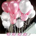 AMFIN (Pack of 200) 10 inch Metallic Balloons Pink and Silver for Birthday Decoration, Decoration for Weddings, Engagement, Baby Shower, Anniversary Party, Theme - Pink & Silver