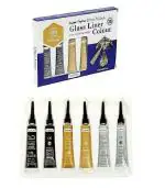 KANBI GLASS LINER Colors 3D Glass Color 12ml x 6Tubes With Gold, Silver And Black Each 2Pcs