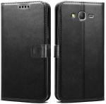 Cloudza Samsung Galaxy On7 Black Thermoplastic Polyurethane Anti-Falling Mobile Flip Cover