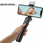 BOPUD -R1S Selfie Stick with Fill Light,Selfie Stick Tripod with LED Light,Long Bluetooth Extendable Selfie Sticks with Tripod Stand and Light for Mobile Phone,Makeup,Selfie,Vlogging Bluetooth Selfie Stick (Black, Remote