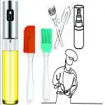 WEZOSHINET SHIVA Oil Sprayer for Cooking, 100ml Oil Spray Bottle Versatile Glass for Cooking, Baking, Roasting, Grilling with Silicone Oli Brush or Spatula (Combo Set)