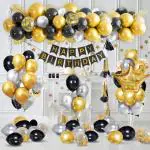 RG Accessories Silver, Black, Gold Rubber Solid Little Prince Theme Happy Birthday Party Decoration (Pack Of 53)
