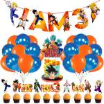 Zyozique Dragon Ball Z 3rd Birthday Decorations - Cupcake Toppers,Balloons,Banner & Cake Topper (Set of 37)