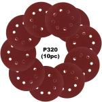 DUMDAAR 10 Pcs 5inch Sand Papper Size P320 (320 Grit) Round Sand Paper velcro disc/ sanding disc for Orbital Sander Emery Sandpaper Emery Sandpaper