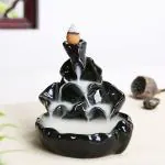 CRAFTAM Polyresin Smoke Backflow Fountain Cone Incense Holder with Free 10 Back Flow Incense Cones 10x10x10 cm