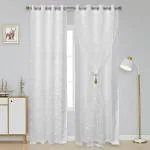 Jvin Fab White Silk Curtains, 7 Feet (Set Of 2)