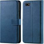 Slugabed Flip Cover Back Case for Oppo A1K | Leather Finish | Inbuilt Stand & Pockets | Wallet Style Flip Back Case Cover for Oppo A1K (Blue)