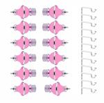 GLOXY ENTERPRISE Stainless Steel & ABS Brackets Parda Holder with Support 1 Inch Curtains Rod Pocket Finials Designer Door and Window Curtain Holders and Rod Support Fittings (Pink 6 Pair)