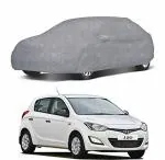 Oshotto/Recaro 100% Dust Proof, Water Resistant Grey Car Body Cover with Mirror Pocket Compatible with Hyundai i20 (2008-2012) Model