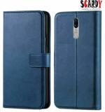 SCARDY OPPO F11 BACK COVER / LEATHER FLIP COVER / BLUE COLOR
