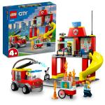 LEGO City Fire Station and Fire Engine Building Toy Set, 153 Pieces, Multicolour, 4Y+