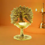 pujaNpujari Brass Kalpavriksha Tree with Diya,Karpaga Viruksham Tree Vilakku for Home, Decor, Diwali Gifts