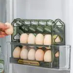KEYOZA Egg Storage Box Space-Saving Egg Box Container with Date Reminder 3 Layers Egg Holder 30 Eggs Incomplete