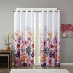 Pjdecor Red, White Floral Polyester, Silk Blackout Single Door Curtain (7ft) 1014