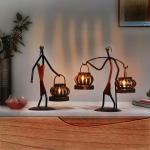 GANESHA ART GALLERY Candle Holder Metal Candlestick Abstract Character Sculpture Handmade Figurines
