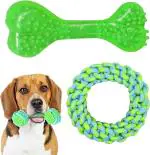 PETZLUV Interactive Teeth Cleaning Dog Toys, Puppy Teeth Cleaning Toys-3 in 1 Combo Pack