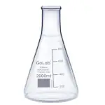 GoLab Laboratory Premium Calibrated Borosilicate Glass Conical Flask with Graduation Marks and Spout 2Ltrs