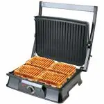 Inalsa Super Jumbo Max-grill 2000W Sandwich Maker/Contact Grill with Temperature Controller and LED indicator | Non-stick coated plates | Cool touch sliding Handle | 4 Slice Bread, (Black/Grey)