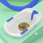 StarAndDaisy Baby Bath Tub with Temperature Sensor | Bathtub with wheels for New Born Baby Kids of 0 to 3 Years | Anti-Slip Kids Bathtub for Baby Shower (White & Blue)