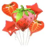 My Party Suppliers Strawberry Mylar Cartoon Fruit Summer Themed Foil Balloons (pack of 5)