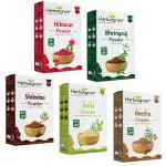 Herbal gram 100% Organic Amla Reetha Shikakai Bhringraj and Hibiscus Powder for Hair Care 5 (500g)