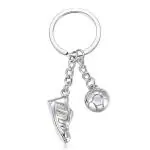 VASUSS Premium Stainless Steel Metal Keyring Keychain Elegant Steel Shoes with Ball Football for Soccer and Sports Lovers