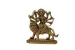 BHARAT HAAT Kalarambh Brass Ambe Maa Murti Metal Statue for Home Shri Vaishno Devi Sherawali MATA Idol Durga MATA Pooja Best Handicrafts Art (4.5 inch, Yellow)