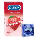 Durex Extra Thin Wild Strawberry Flavoured Condoms For Men - 10s