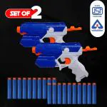 NHR Foam Blaster Gun Toy, Safe and Long Range Shooting Gun, (10 Foam Bullets and 10 Suction Dart Bullets)-Set of 2 , Grey