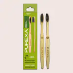 Purexa Bamboo Toothbrush with Activated Charcoal Soft Bristles (Pack of 2) | 100% Natural & Biodegradable Handle | BPA-Free & Eco-Friendly | Gentle on Gums & Enamel | Sustainable Oral Care