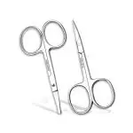 Majestique Facial Hair Scissors - Rounded and Curved - Eyebrow Scissors, Mustache, Nose Hair, Beard Trimming Scissors, Eyelashes - 2 Pcs Grooming Scissors for Women & Men