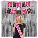 Zyozique Bachelorette Party Decorations Kit - Banner, Sash, Silver Foil Curtains With Eye Glass (Pack Of 5)