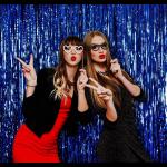 SV Traders Metallic Blue Foil Curtain Fringe Party Decoration Door Curtains, 3 x 6 Feet, Set of 3