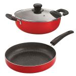 NIRLON Ruby Granite Aluminium Non-Stick Non Induction Cooking Combo Gift Set, 3 pcs