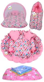 Toddylon New Born Baby Bedding Set Combo of Sleeping Bag Reversible Nest Mosquito Net Bed & Waterproof Sheets