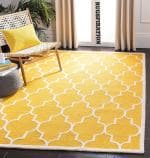 Rugspiration The Polygon Design Collection Yellow, White Wool Hand Tufted Carpet For Living Room-Bedroom And Hall, 9 X 12 Ft