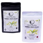 CRAFTherbbs Hair and Beard Color for Men, Natural Look, Long Lasting Colour, Easy to Apply & Use, No Stain on Skin, Natural & Herbal Ingredients (Multi, 100gms)