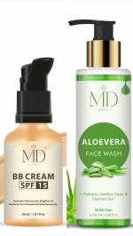 MD COSMETIC COMBO OF BB CREAM SPF 15 ALOE VERA FACE WASH FOR MEN & WOMEN (PACK OF 2)