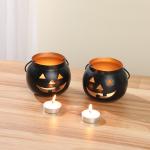 Dudki Halloween Face Votive Candle Holder Hanging Tealight Lantern for Home Decorations, Parties