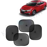 Kingsway Car Curtain Sticky Sun Shade Universal Use for Honda Civic, 2019 Onwards Model, Color : Black, Mesh, Pack of 4 Piece Car Sun Shades Blinds Cover