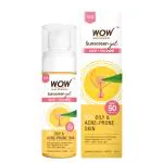 WOW Skin Science Sunscreen Gel For Oily & Acne-Prone Skin | SPF 50 PA++++ | Blocks UV Rays | Balances Oil & Excess Sebum | Lightweight | Quick Absorbing | No white cast | UVA & UVB Protection | 50 ml