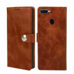 Fastship Oppo A5 Flip Cover | Full Body Protection | Inside Pockets & Stand | Wallet Stylish Button Magnetic Closure Book Cover Leather Flip Case for Oppo A5 - Executive Brown