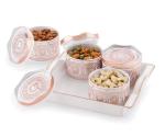 Moltres - Vintage_4 Dry Fruit, Chocolate Container (4 AirTight Bowl with Tray Set), 4 Piece Dry Fruit Set