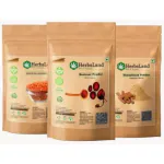 HerbsLand 100% Premium Wild Turmeric (Amba Haldi) Powder, Sandalwood (Chandan) Powder and Masoor Dal (Red Lentils-Seed) FacePack Powder For Face & Skin Care (100gm Each)