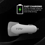 iAir 2.4A Dual USB Port Fast Charging Car Charger with Micro USB Cable Compatible with All Smartphones, Cellular Phone and Tablets, C2_White