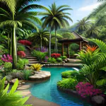 Love Creation A4 Size poster print for creative wall art- tropical-paradise-garden-11616(Non Sticker)