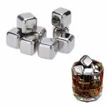 Aatmnivedi Stainless Steel Ice Cubes | Reusable, 8 piece Whiskey Ice Cubes Set with Silicone Head Tongs and Ice Cube Trays | {Pack of 8 } ||